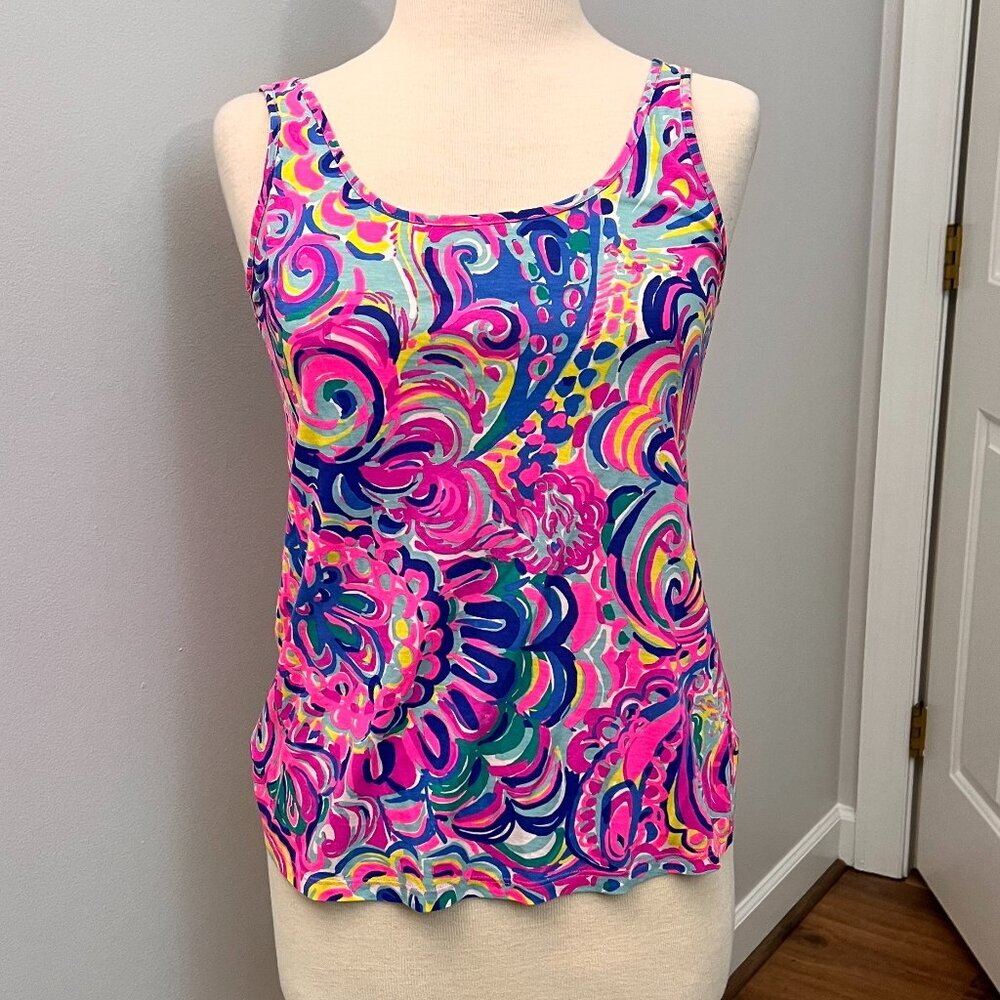 Lilly Pulitzer Kinsey Tank Top In Multi Psychedelic Sunshine Sz XXS - Picture 1 of 11